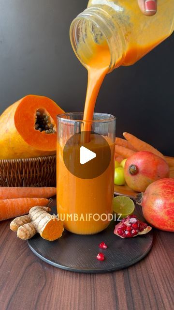 Papaya Shake Recipe, Papaya Recipes Smoothie, Papaya Smoothie Recipe, Papaya Juice Recipe, Pomegranate Smoothie, Papaya Juice, Papaya Recipes, Papaya Smoothie, Fresh Turmeric