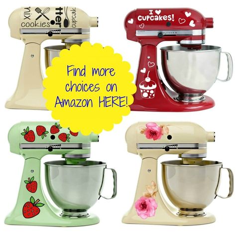 Adorable Vinyl Decals for KitchenAid Mixers - Starting at Only $5.99 Each! Kitchenaid Mixer Stickers, Kitchenaid Mixer Decor, Kitchenaid Mixer Decor Ideas, Kitchenaid Mixer Decals, Mixer Decor, Kitchen Aid Decals, Mixer Decals, Kitchenaid Mixer, Kitchen Tops