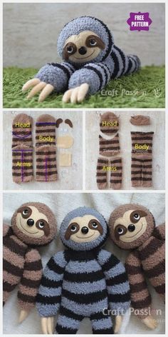 Untitled Sock Sloth, Sock Dolls, Sock Crafts, Diy Socks, Beginner Sewing Projects Easy, Sock Animals, Pattern Tutorial, Mason Jar Diy, Sewing Projects For Beginners