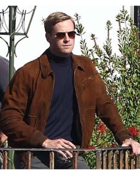 Cooper Baron. Owner of Baron Securities. Hinged Actual, 6'5" Armie Hammer, my inspiration for Cooper. Suede Leather Jacket Outfit, Man From Uncle Movie, Uncle Movie, Illya Kuryakin, Military Coats, Man From Uncle, Leather Jacket Outfit Men, Jacket Store, Vest For Men