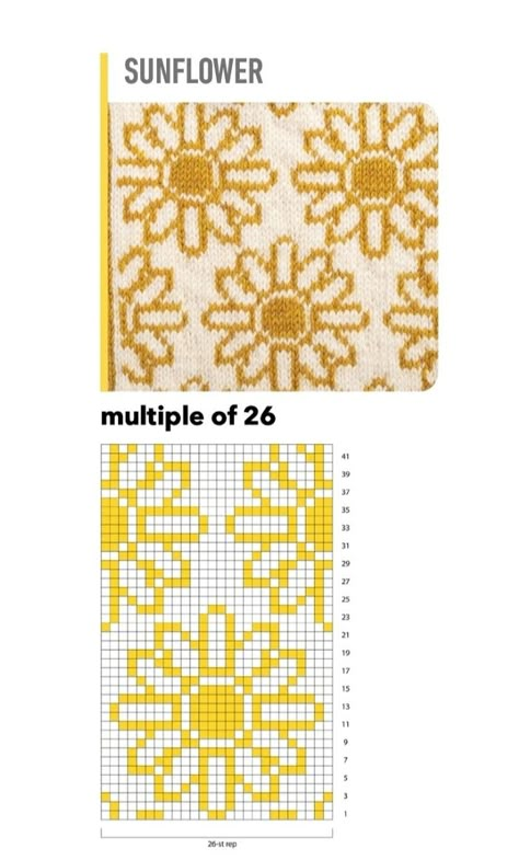 Colorwork Scarf Pattern, Sun Knitting Pattern, Colorwork Knitting Charts Flower, Simple Colorwork Knitting Charts, Knit Alpha Pattern, Flower Knitting Chart, Intarsia Knitting Charts, Crochet Colorwork, Colorwork Knitting Patterns