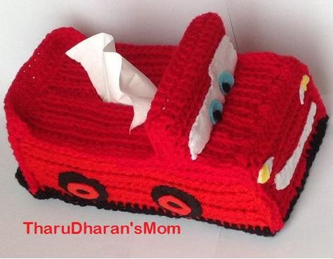 Tissue Box Cover Crochet, Mcqueen Cars, Felted Crochet, Kleenex Box Cover, Acrylic Medium, Diy Crochet Bag, Kleenex Box, Basic Stitches, Crochet Towel