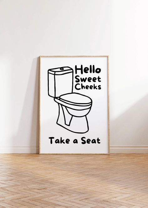 Hello Sweet Cheeks Take a Seat Animal Bathroom wall art Funny bathroom art Bathroom prints Humorous Bathroom Decor Digital Typography Prints by PerssonOfSweden on Etsy Animal Bathroom, Digital Typography, Funny Bathroom Art, Typography Designs, Modern Wall Art Prints, Wall Art Funny, Hello Sweet Cheeks, Beer Birthday, Sophisticated Decor