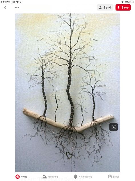 Mos Wand, Copper Wire Art, Wire Art Sculpture, Wire Tree Sculpture, Art Wire, Wire Trees, Metal Tree Wall Art, Driftwood Crafts, Tree Wall Decor