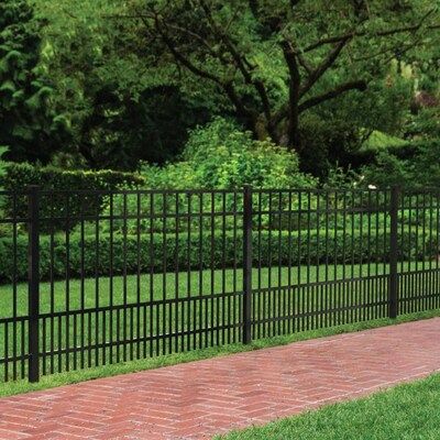 Ironcraft (Actual: 5-ft x 6-ft) Chatham Black Powder-Coated Aluminum Decorative Metal Fence Panel at Lowes.com Affordable Fencing, Metal Fence Panels, Aluminum Fencing, Black Fence, Modern Front Yard, Yard Fence, Fencing Ideas, Wrought Iron Decor, Lattice Fence