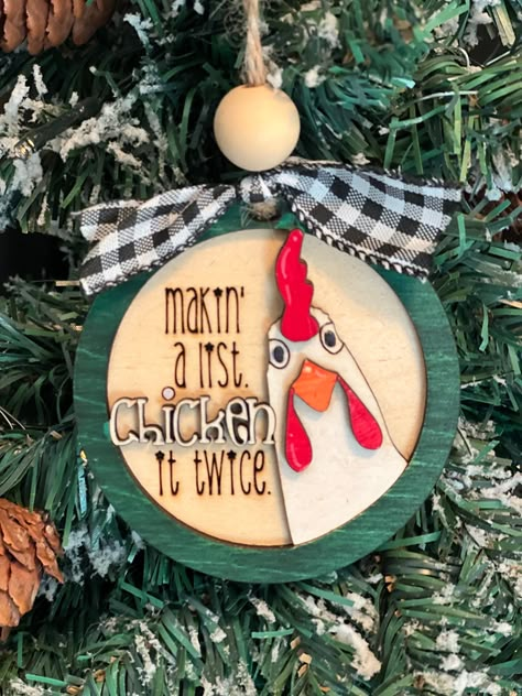 Decorate your tree with this custom made Chicken themed ornaments. By purchasing from this listing, you agree that you have carefully read all of the above, as well as our return and shipping policies. Christmas Chicken Ornament, Christmas On The Farm Decoration, Cajun Christmas Ornaments, Gnome Painted Ornaments, Chicken Decor Diy, Funny Ornaments Christmas, Chicken Tree, Chicken Ornaments, Painted Chicken