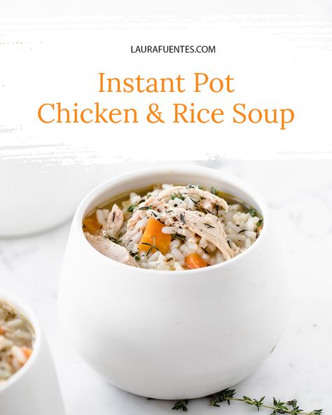 A hearty chicken and rice soup made in the Instant Pot with fresh veggies, rice, and rotisserie chicken. Lemon Chicken Rice Soup, Instant Pot Lemon Chicken, Chicken Soup With Rice, Instant Pot Chicken And Rice, Lemon Chicken Rice, Lemon Rice Soup, Soup With Rice, Lemon Chicken Soup, Creamy Chicken And Rice