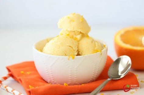 Homemade Orange Creamsicle Ice Cream Orange Creamsicle Ice Cream Recipe, Creamsicle Ice Cream Recipe, Peach Ice Cream Recipe, Orange Ice Cream, Orange Sorbet, Super Healthy Kids, Ninja Creami, Orange Sherbet, Orange Creamsicle