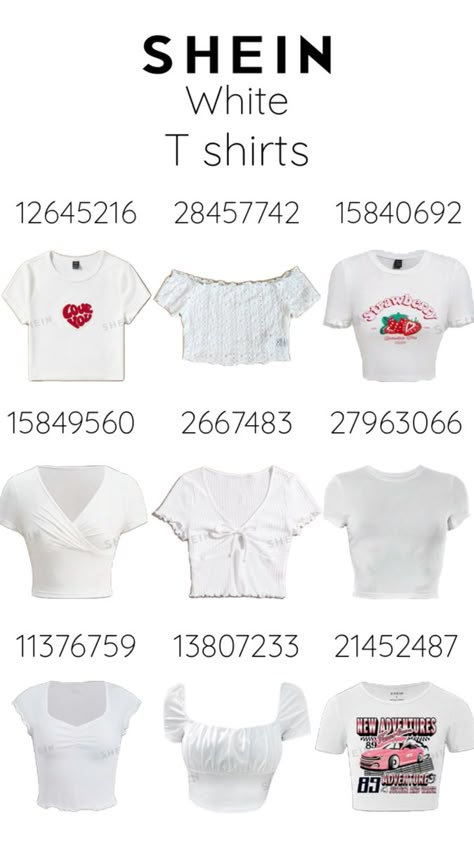 #white #shein #sheincodes #sheinclothes #clothes #codes Clothes Codes, Different Types, White, Clothes, Black