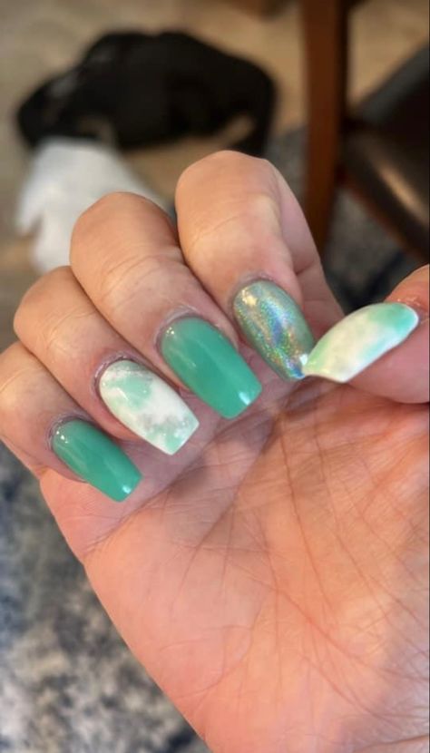 Green Tie Dye Nails, Tie Dye Nails, Green Tie, Tie Dye, Dye, Convenience Store Products, Nails, Green, Beauty