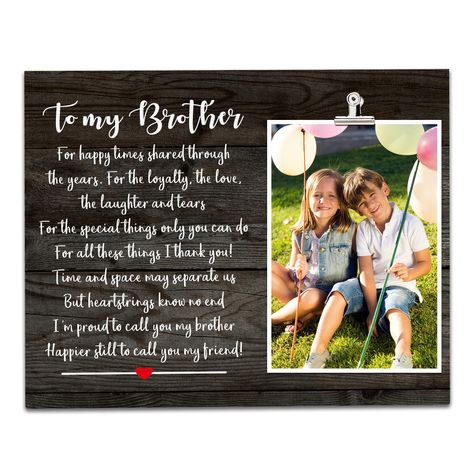 PRICES MAY VARY. The brother picture frame is a Meaningful Gift That Your Brother Will Appreciate. Best Friendship Brother Gifts I Choose for Him. to Remind Them That They Are Getting More Fabulous Than Ever when Celebrating their Birthday or Any Bday in Between, Anniversary, Christmas, Wedding, Retirements. Our Picture Frame is Great for Sharing Good Times and Creating New Memories. The Perfect Gift for Brother- If you're struggling with what to give your brother, this wooden picture frame is t Photo Frame For Brother, Birthday Photo Frame For Brother, Birthday Frame For Brother, Creative Birthday Gifts For Brother, Birthday For Brother From Sister, Birthday Gift For Brother, Photo Frames With Quotes, Brother Pictures, Baby Surprise Announcement