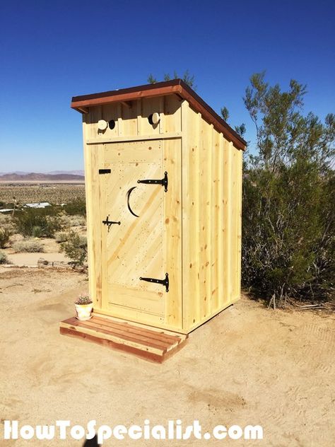 DIY Outhouse | HowToSpecialist - How to Build, Step by Step DIY Plans Diy Outhouse Plans, Simple Outhouse Plans, Simple Outhouse, Outhouse Diy, Diy Outhouse, Outhouse Shed, Building An Outhouse, Outhouse Plans, Cabin Projects