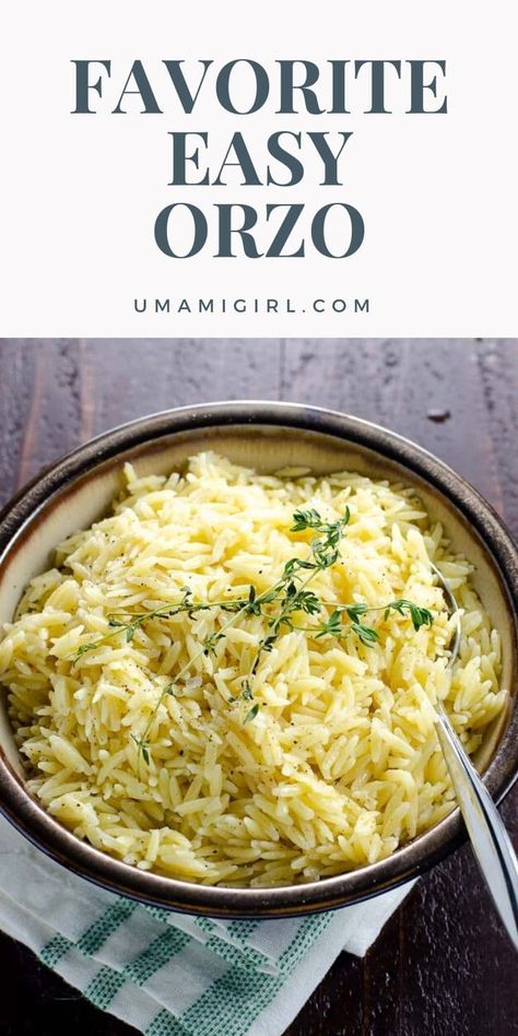 This easy orzo recipe makes a simple side dish that works beautifully with a wide variety of meals. It's flavorful in its own right but also complements lots of other flavors. Easy Healthy Orzo Recipes, Orzo As A Side Dish, Orzo In Rice Cooker, Orzo Pasta Side Dish, Orzo Easy Recipe, Quick Orzo Side Dish, Easy Orzo Recipes Side Dishes, Easy Orzo Side Dish, Quick Orzo Recipes