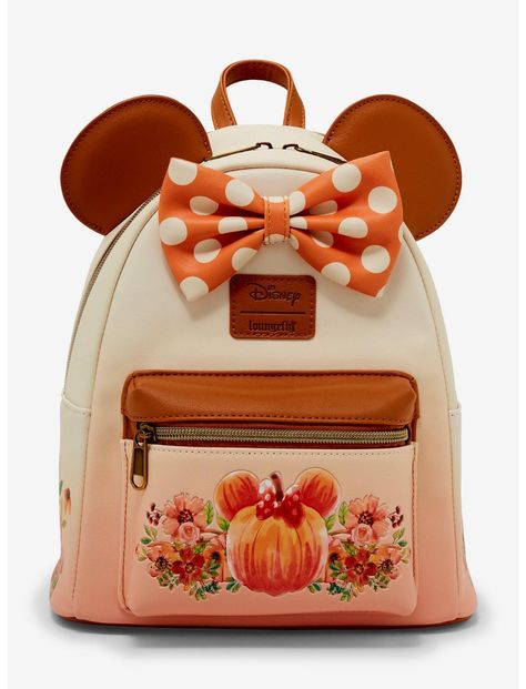 Loungefly Disney Minnie Mouse Pumpkin Ombre Mini Backpack | Hot Topic Loungefly Display Ideas, Mini Backpack Disney Up, Disney Loungefly Backpack Halloween, Disneyland Backpack, Disney Mini Backpack Loungefly, Loungefly Collection, Disney Backpack, Loungefly Mini Backpack Boxlunch, Minnie Mouse Pumpkin