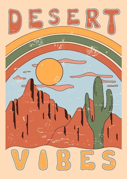 T Shirt Poster, Sunset Graphic, Design For T Shirt, Boho Poster, Desert Vibes, Arizona Desert, Poster Background, Vintage Hippie, Drawing Practice