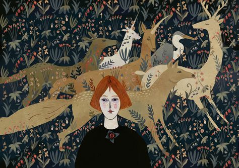 Alexandra Dvornikova Illustration on Behance Alexandra Dvornikova, Creativity Block, Fairytale Artwork, Yelena Bryksenkova, Witchy Drawings, Human Illustration, Idea Illustration, 동화 삽화, Forest Illustration