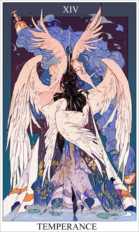 TEMPERANCE by s-subIime on DeviantArt Arte Peculiar, Tarot Cards Art, 캐릭터 드로잉, Tarot Art, Arte Inspo, Wow Art, Arte Fantasy, 판타지 아트, Angel Art