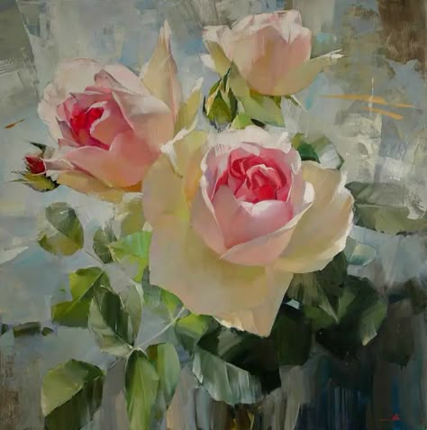 Rose Oil Painting, Oil Painting Flowers, Flower Art Painting, Rose Painting, Jolie Photo, Arte Floral, Painting Oil, Acrylic Art, Beautiful Roses