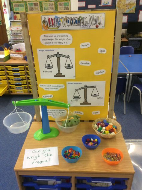 Measuring Weight Activities, Measurement Activities Preschool, Weight Activities, Maths Working Wall, Reception Class, Working Wall, Maths Day, Light Balance, Measurement Activities