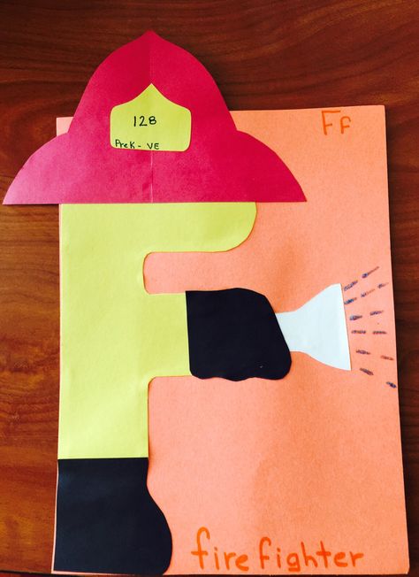 F is for Firefighter F For Fireman Craft, Letter F Fireman Craft, Firefighter Cognitive Activities, F Is For Fireman Craft, Neighborhood Helpers Preschool, F Is For Firefighter, Fire Truck Art Preschool, Firefighter Preschool Crafts, Firefighter Crafts For Preschool