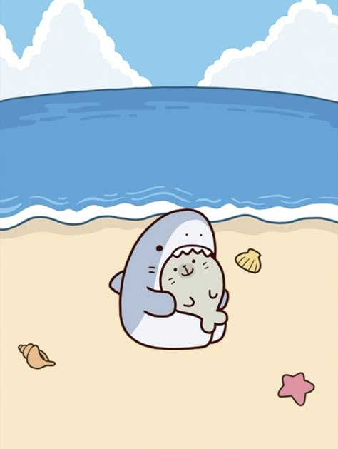 WOW LOOK AT THIS LIL SHARK GOINF HECKIN N O M Samezu Shark, Scary Shark, Kawaii Shark, Shark Art, Cute Shark, Wallpaper Iphone Disney, Cute Little Drawings, Cute Animal Drawings, Kawaii Art