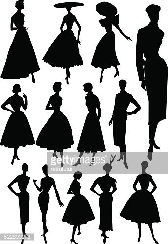 Vector Art : Fashion model - 1950's style Fashion Designer Drawing, Editorial Fashion Magazine, Silhouette Of Woman, Silhouettes Of People, Silhouette Mode, Fashion Illustration Drawing, Portrait Silhouette, Designer Drawing, Park Illustration