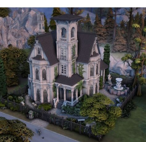 Sims 4 Victorian House, Vampire Mansion, Vampire House, Goth Houses, Victorian Manor, Victorian House Plans, Sims House Ideas, Creepy Houses, Mansion Designs