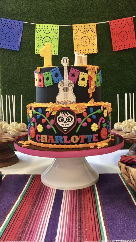 Coco Theme Birthday Cake, Coco Themed First Birthday Party, Coco Disney Cake, Coco Birthday Theme, Coco Party Theme, Coco Cake Ideas, Coco Birthday Party Ideas For Boys, Coco Theme Cake, Coco Birthday Cake