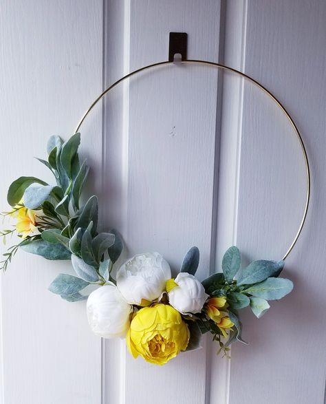 Nursery Wreath, Modern Wreaths, Wreath Nursery, Hoop Wreaths, Floral Hoop Wreath, Indoor Wreath, Modern Wreath, Modern Nursery Decor, Outdoor Wreaths