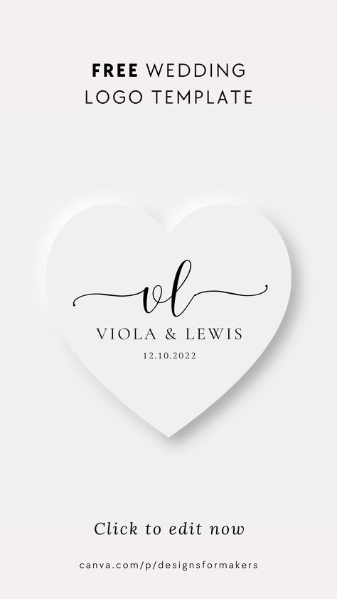 Black and White Minimalist Wedding Monogram Logo - FREE Canva Logo