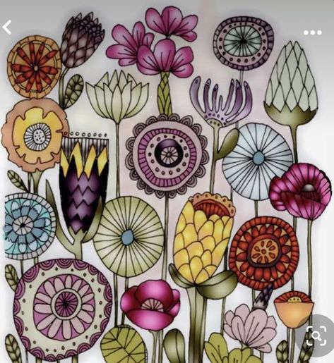 Diamond Painting Tools, Doodle Art Flowers, Recolor Gallery, Zentangle Drawings, Doodle Art Designs, Flower Doodles, Art Flowers, Flower Art Painting, Zentangle Art