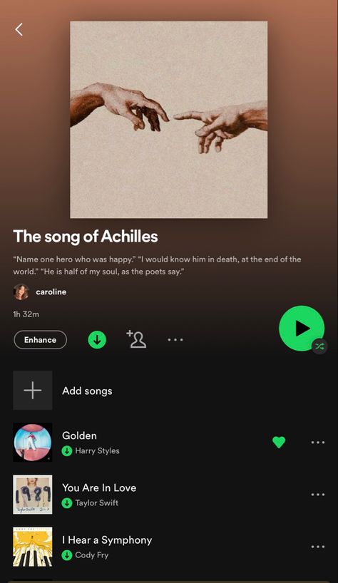 The song of achilles spotify playlist Song Of Achilles Playlist, Playlists Spotify, The Song Of Achilles, Song Ideas, Song Of Achilles, Achilles And Patroclus, Playlist Ideas, Music Recommendations, When Im Bored