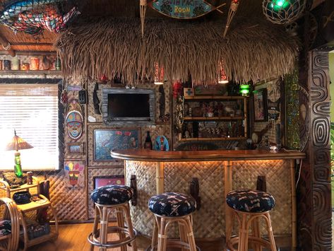 Home Tiki Bar Spotlight #62 South Pacific Room- Vista CA - Tiki with Ray Home Tiki Bar, Garden Bar Shed, Nautical Bar, Outdoor Tiki Bar, Moving To San Diego, Bar Shed, Garden Mural, Tiki Bar Decor, Tiki Decor