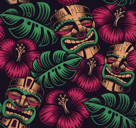 Tiki Wallpaper, Tiki Mask, Fender Stratocaster, Photo On Wood, Digital Wallpaper, Photo Print, Dark Backgrounds, Cool Wallpaper, Acrylic Prints