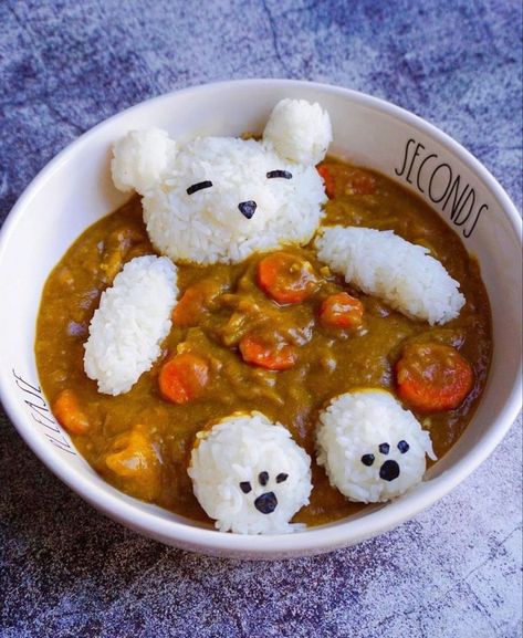 Rice Curry, Decorações Com Comidas, Food Art For Kids, Amazing Food Decoration, Kawaii Cooking, Makanan Diet, Easy Food Art, Kawaii Food, Fun Kids Food