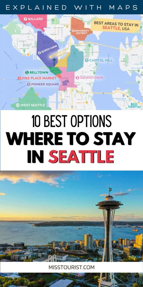 10 AMAZING Areas Where to Stay in Seattle Seattle Hotels Downtown, Seattle Airport, Seattle Travel Guide, Light Rail Station, Pike Place Market Seattle, Seattle Hotels, Seattle Trip, Seattle Usa, Seattle Travel