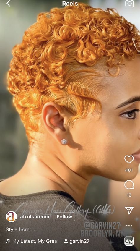 Short Blonde Twa Black Women, Big Chop Wavy Hair, Short Hairstyle Women Ginger, Honey Blonde Finger Waves, Ginger Finger Waves Black Women, Honey Blonde Twa Natural Hair, Ginger Short Hair Black Women, Short Ginger Hair Black Women, Ginger Finger Waves