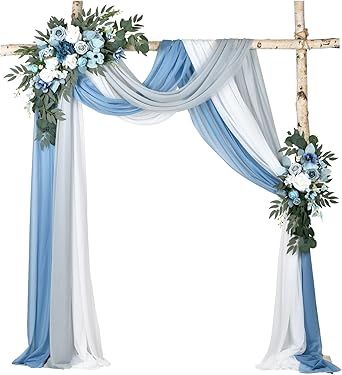 Wedding Drapery, Wedding Arch Draping, Arch Draping, Baby Blue Weddings, Reception Backdrop, Wedding Arches, Draping Fabric, Arch Flowers, Wedding Fabric