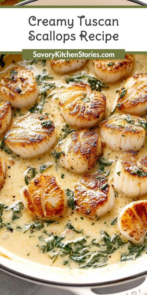 Searching for a standout recipe for your next dinner? This Creamy Tuscan Scallops Recipe is the perfect way to enjoy tender scallops in a rich and creamy sauce. Ideal for date nights or special gatherings! Make sure to save this gem for your scallops dinner ideas! Tuscan Scallops, Scallops Dinner Ideas, Sauce For Scallops, Scallops Dinner, Scallop Recipes Healthy, Scallop Recipes Pasta, Scallop Pasta, Scallops Recipe, Sun Dried Tomato Sauce