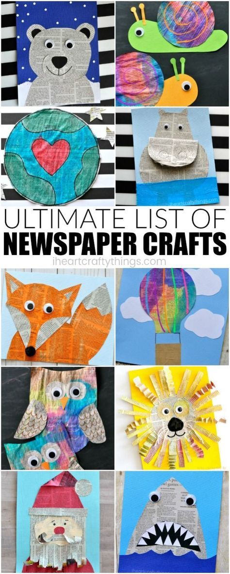 Newspaper Crafts For Kids, Newspaper Craft Ideas, Newspaper Craft, Journal D'art, Newspaper Art, Craft Ideas For Kids, Newspaper Crafts, Kids' Crafts, Camping Crafts