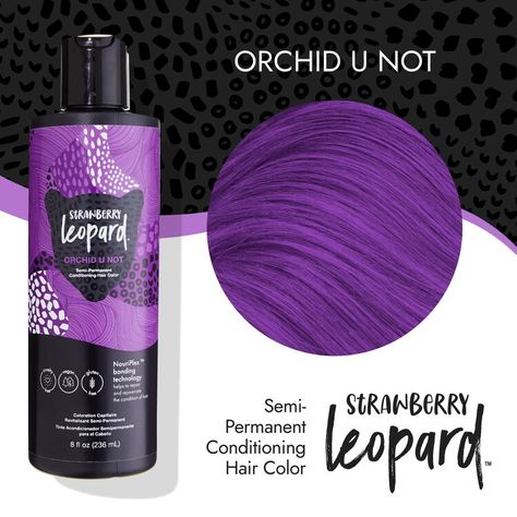 Strawberry Leopard Orchid U Not Semi Permanent Conditioning Hair Color | Semi Permanent Hair Color | Sally Beauty Passion Berry Hair Color, Strawberry Leopard Hair Color, Lavender Hair Dye, Strawberry Leopard, Hair Color Swatches, Lilac Hair Color, Vibrant Hair Color, Color Cobrizo, Light Purple Hair