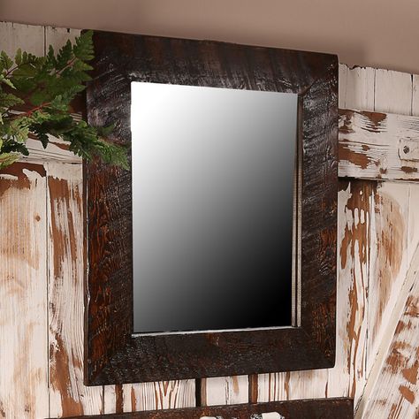 Bryson Mirror Western Mirrors, Mountain Modern Decor, Lodge Christmas Decor, Western Mirror, Antler Lights, Ski Lodge Decor, Rustic Mirror, Black Forest Decor, Leather Mirror