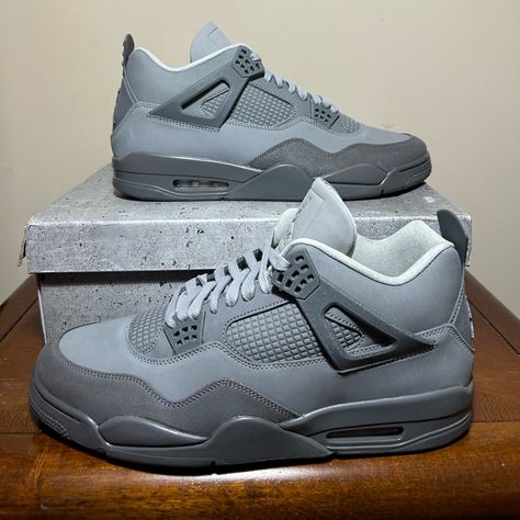 New And Authentic Ships Next Day Size 14 Wet Cement Jordan 4, Jordan 4 Wet Cement, Jordan 4 Gray, Red Nike Shoes, Custom Sneakers Diy, Pretty Sneakers, White Nike Shoes, Preppy Shoes, Pretty Shoes Sneakers