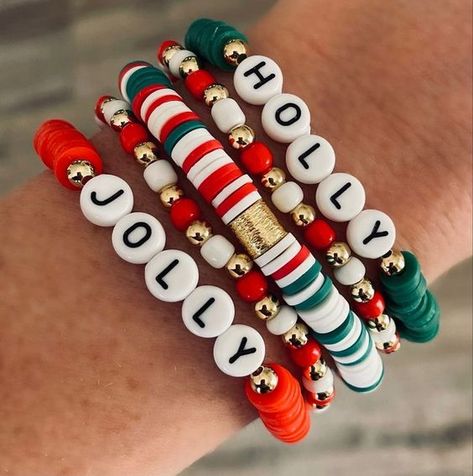 Bed Project, Anna Craft, Make Clay Beads, Christmas Jewelry Diy, Heishi Bracelets, Statement Bracelets, Christmas Colours, Bracelet Making Kit, Bracelet Party