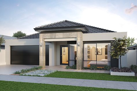 Classic Single storey elevation by National Homes Single Story Front Elevation Ideas, Single Story Elevation Design, 1 Storey House Design Modern, Single Storey House Elevation, House Design 2023, Single Storey House Design, Eco House Plans, Single Storey House, Single Storey House Plans