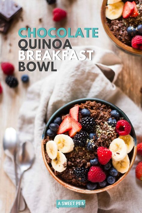 This chocolate quinoa breakfast bowl is loaded with protein, fiber, and other nutrients to treat your body right. Breakfast Quinoa Bowl, Healthy Breakfast Alternatives, Chocolate Quinoa, Breakfast Quinoa, Quinoa Breakfast Bowl, Protein Bowls, Milk Kefir, Quinoa Breakfast, Quinoa Bowl