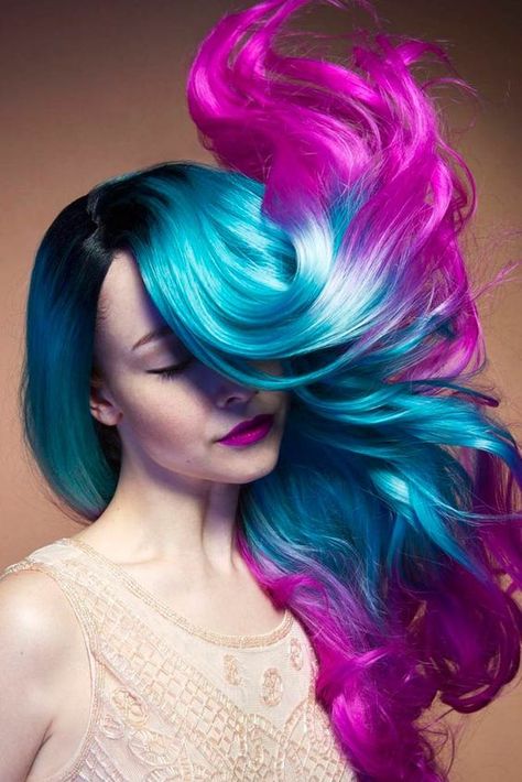 Beautiful Purple and Blue Hair Looks ★ See more: http://lovehairstyles.com/purple-and-blue-hair-looks/ Blue And Purple Hair, Bright Hair, Unicorn Hair, Ombre Hair Color, Red Hair Color, Mermaid Hair, Rainbow Hair, Cool Hair Color, Crazy Hair