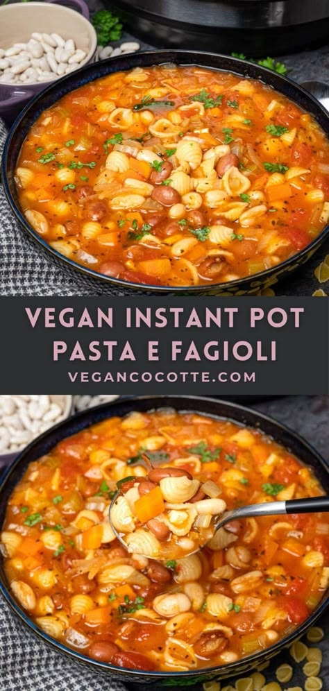 Vegan Instant Pot Pasta e Fagioli Instant Pot Pasta Fagioli, Vegan Italian Pasta, Vegan Cocotte, Instant Pot Pasta, Vegan Instant Pot, Instant Pot Vegan, Vegan Crockpot, Instant Pot Recipes Vegetarian, Vegan Instant Pot Recipes