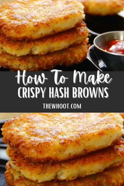 Homemade Hash Browns, Hash Brown Patties, Homemade Hashbrowns, Potato Breakfast Recipes, Crispy Hashbrowns, Blackstone Recipes, Raw Potato, Hashbrown Recipes, Potato Recipes Side Dishes