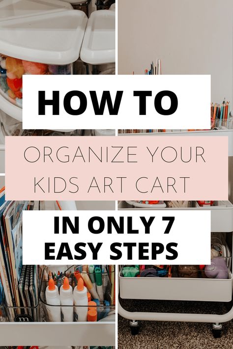 Diy Kids Art Station, Kids Craft Supplies Storage, Cart Organization Ideas, Kids Art Area, Kids Room Organization Diy, Kids Art Station, Kids Art Storage, Kids Craft Storage, Kids Crafts Organization